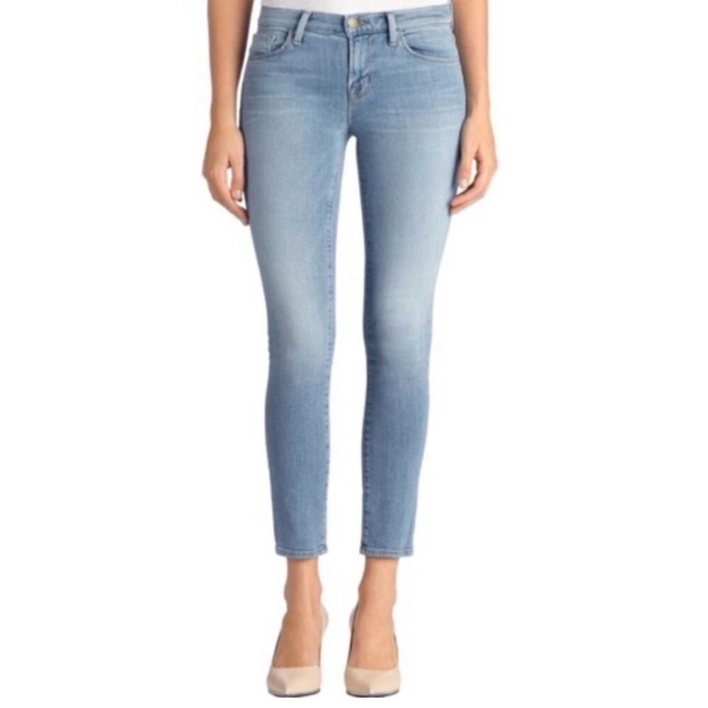 J Brand Cropped Rail Ocean Side Slim Straight Light Wash Stretch Jeans‎